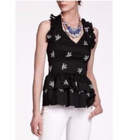 Anthropologie | Girls From Savoy Sparrow Embroidered Halter Top Blouse Size 6 - Picture 5 of 10